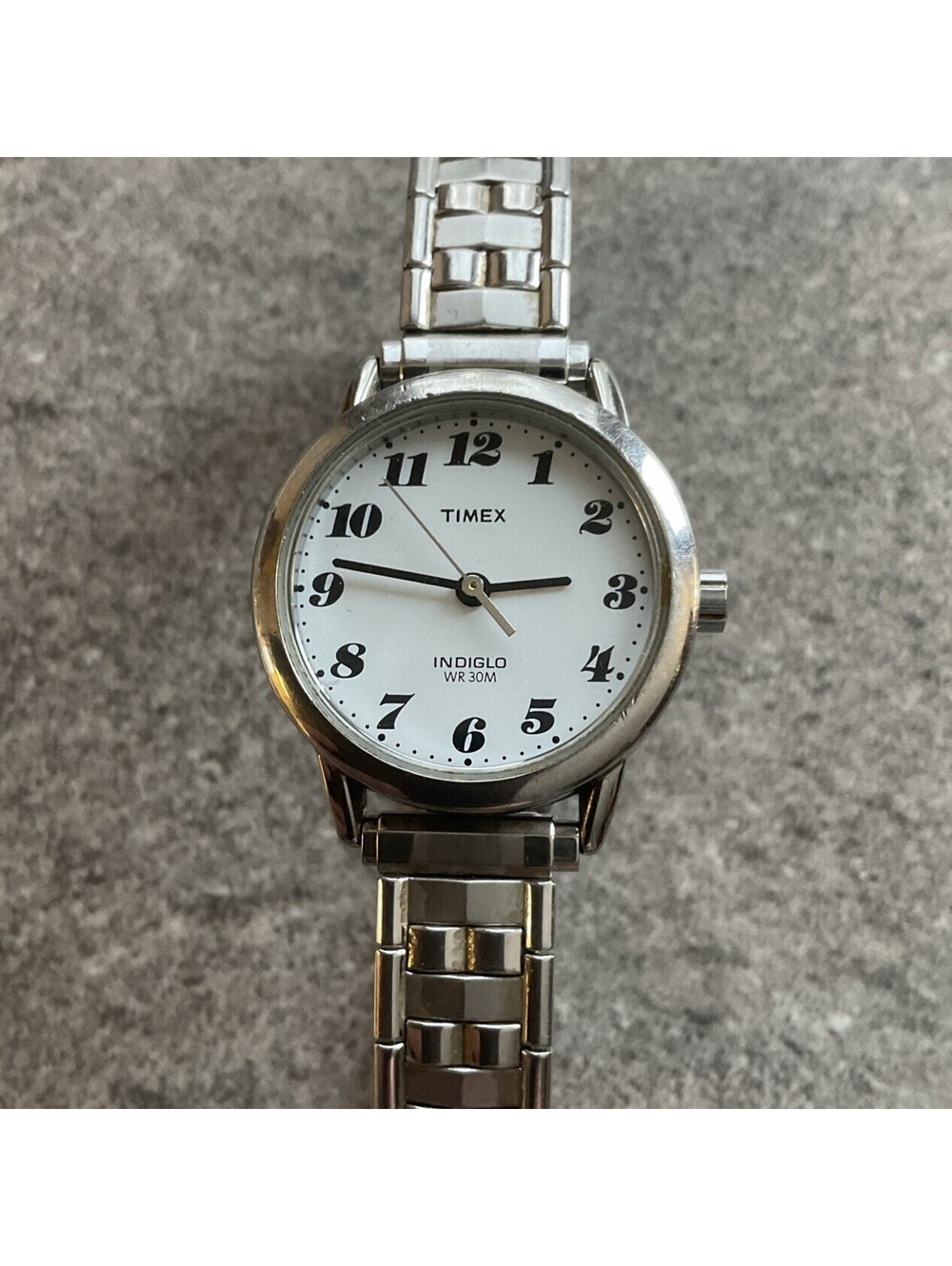 Timex Easy Reader Womens Watch Silver Tone Case & Band W/Expansion Band A20